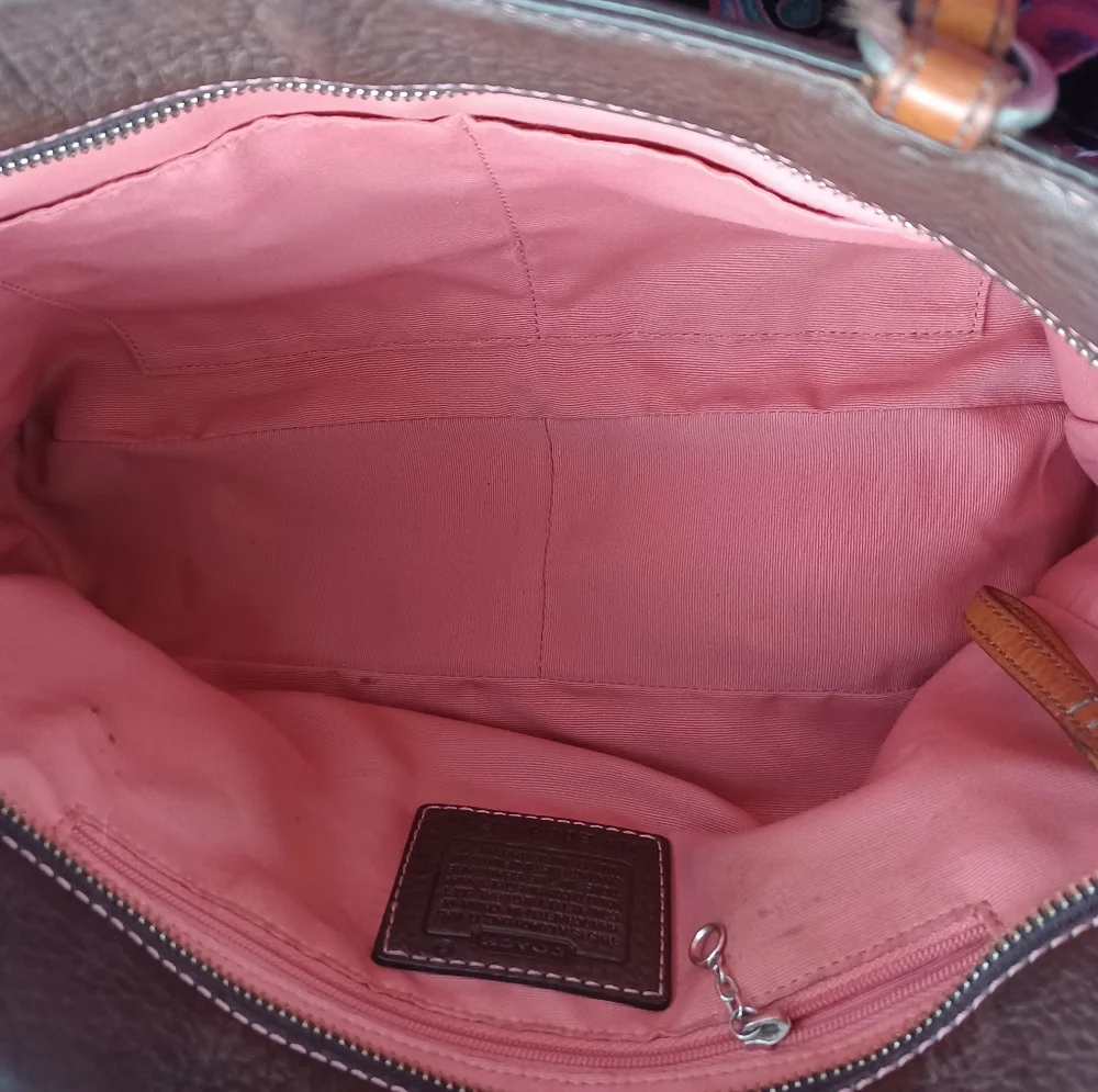 Vintage Y2k Coach Chelsea shoulder bag brown pink cowhide leather & hangtag